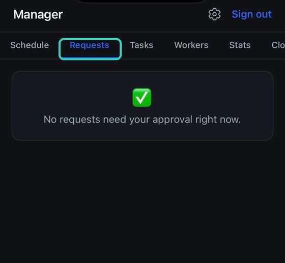 The Requests tab when everything is dealt with