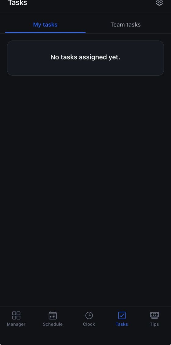 The Tasks tab, split into My tasks and Team tasks